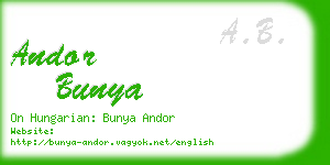 andor bunya business card